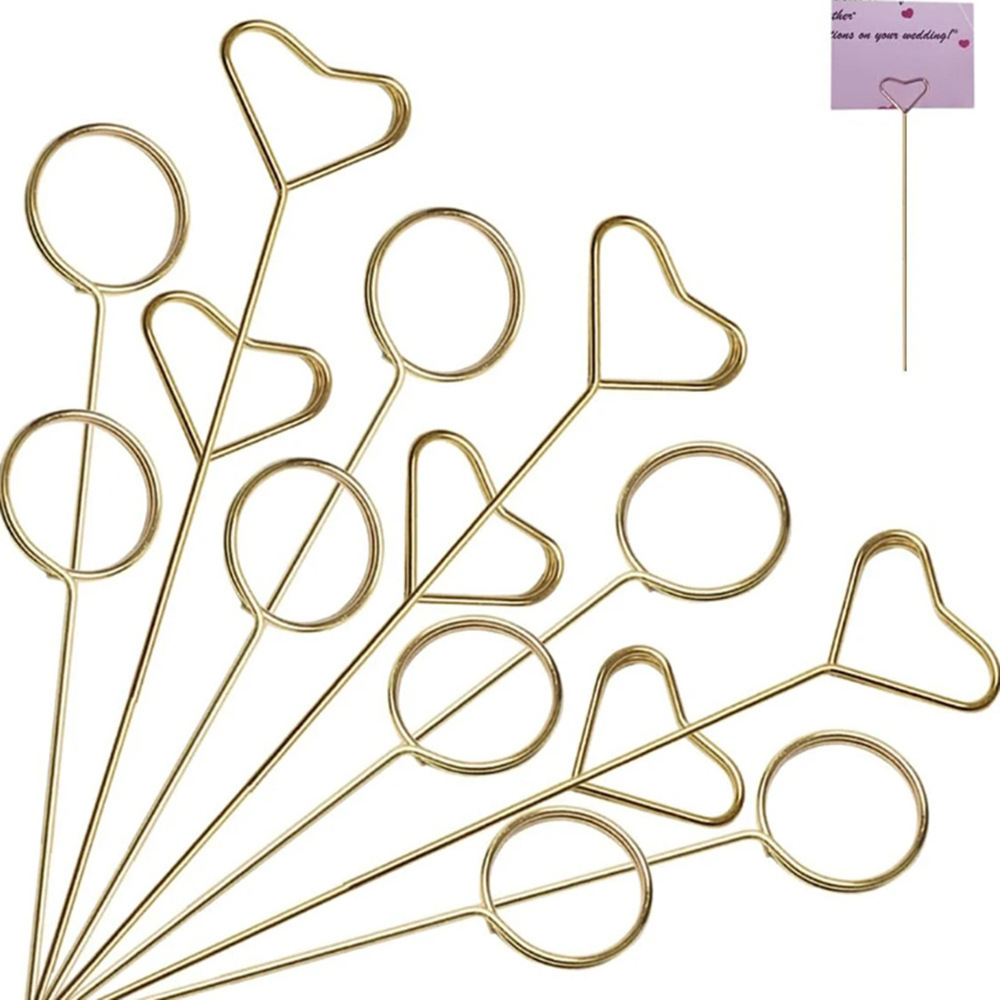 Floral Picks Wood - Robusto Porta Carte in Metallo Dorato