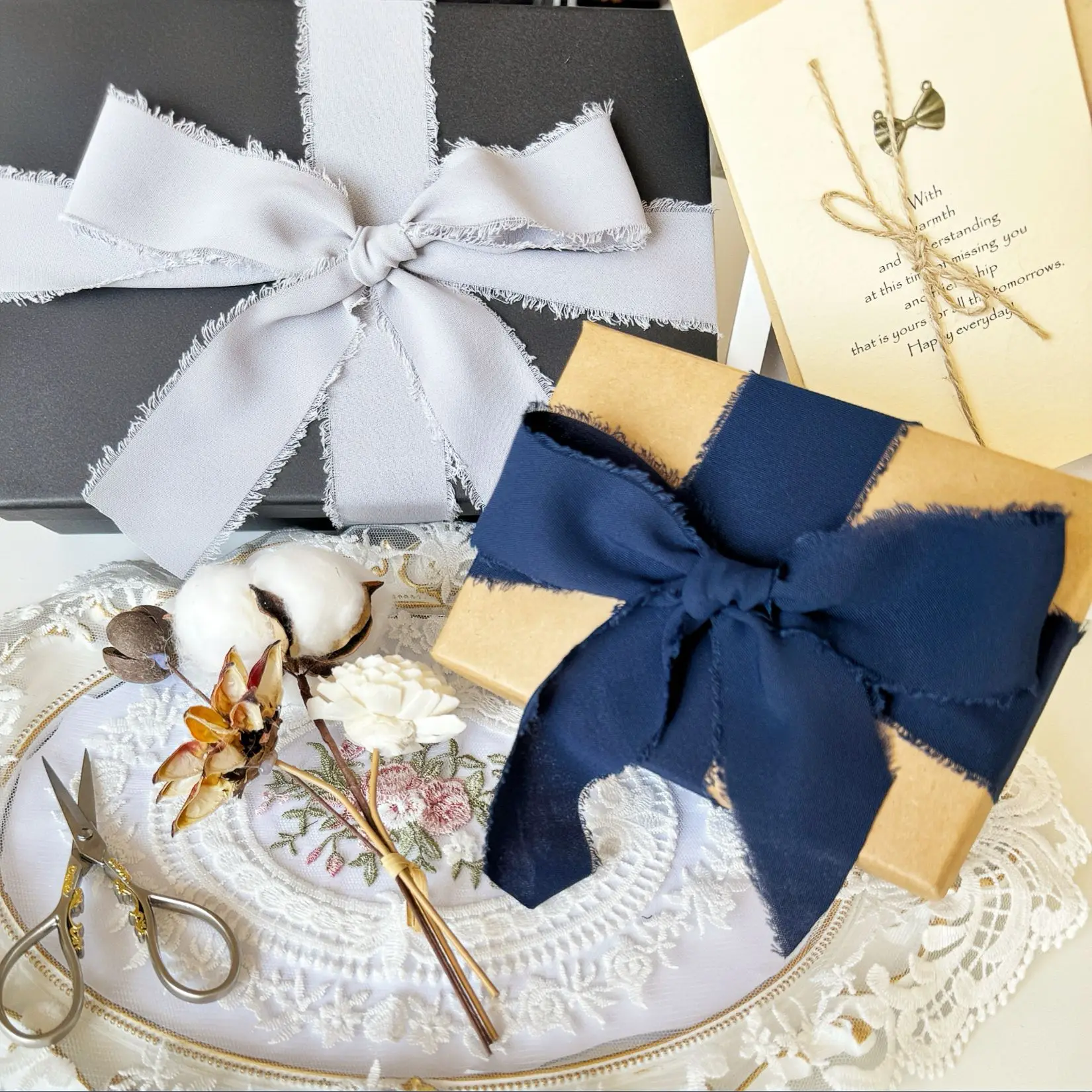 Ribbon Organza Roll - 5 m/rotolo nastro di seta sfilacciato